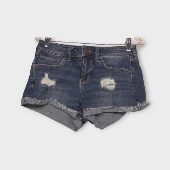 Juniors Hollister Low Rise Boyfriend Short 3" Distressed Shorts Size 1 /  25" - Picture 1 of 3